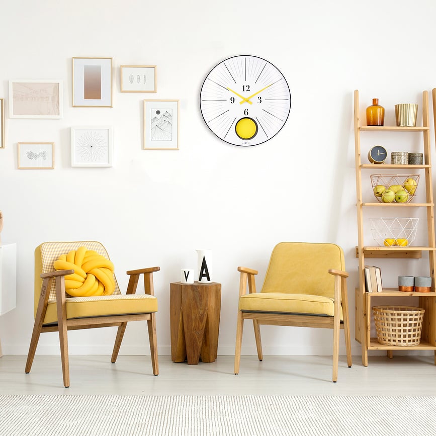 Reloj de pared con péndulo Duomo 50, amarillo