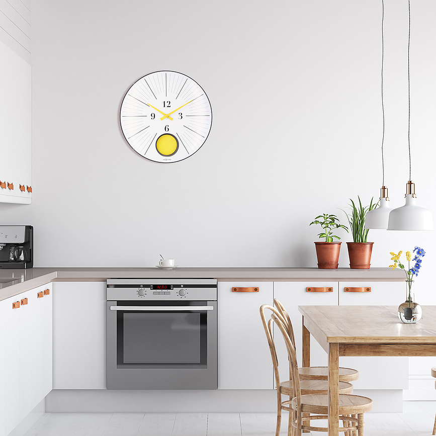 Reloj de pared con péndulo Duomo 50, amarillo