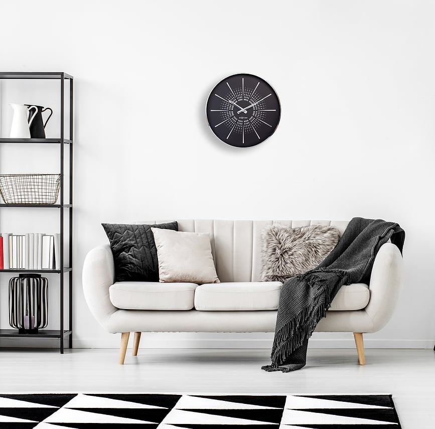 Reloj de Pared Excentric, blanco y dorado