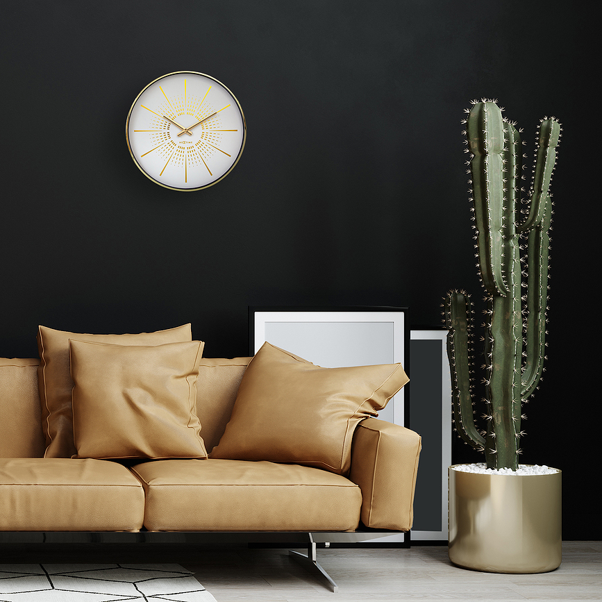 Reloj de Pared Excentric, blanco y dorado