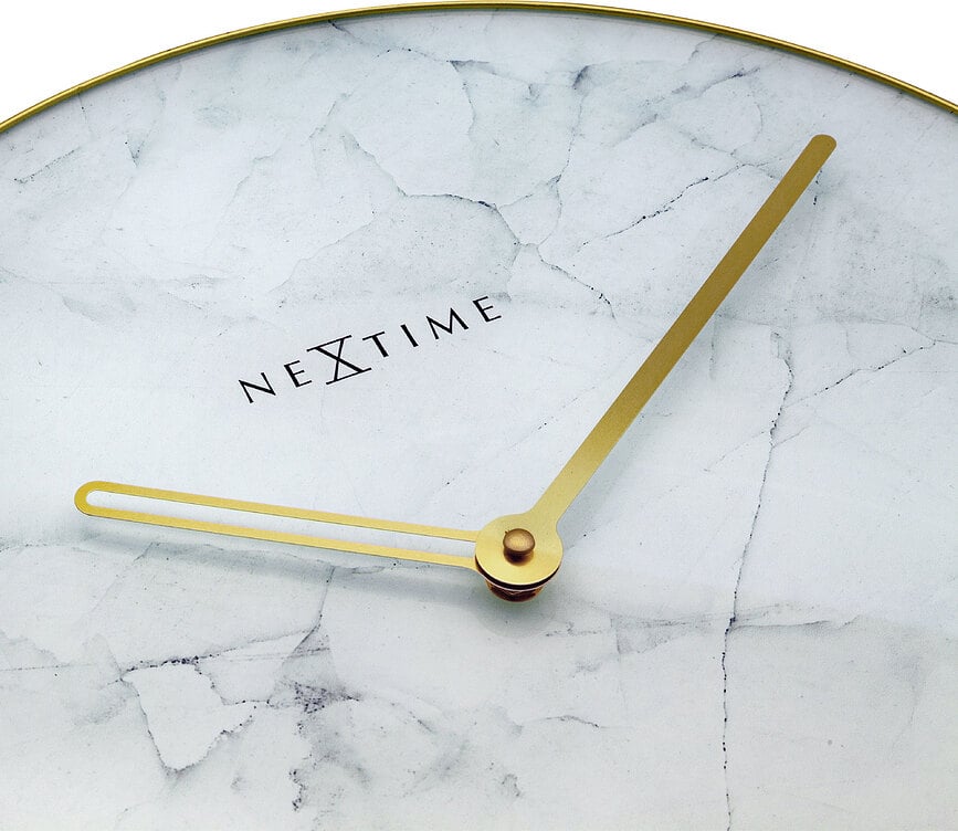 Reloj de Pared Marble, blanco, con marco dorado