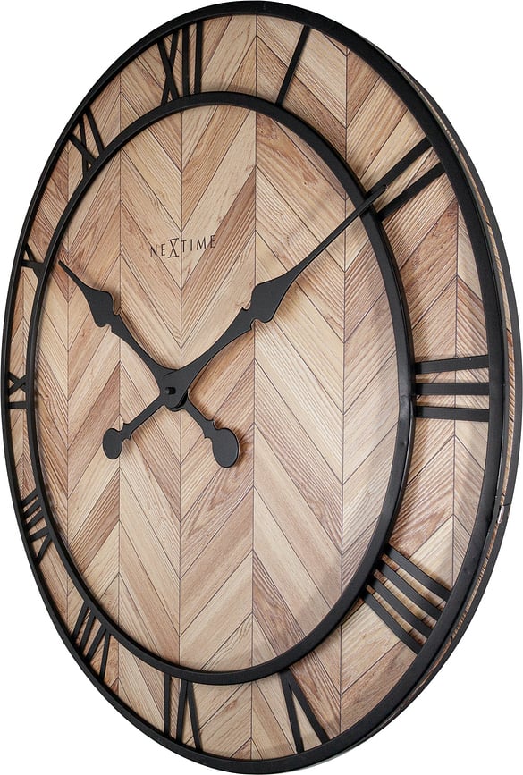 Reloj de Pared de madera clara, Roman, estilo vintage