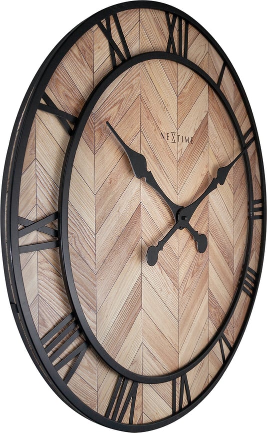 Reloj de Pared de madera clara, Roman, estilo vintage