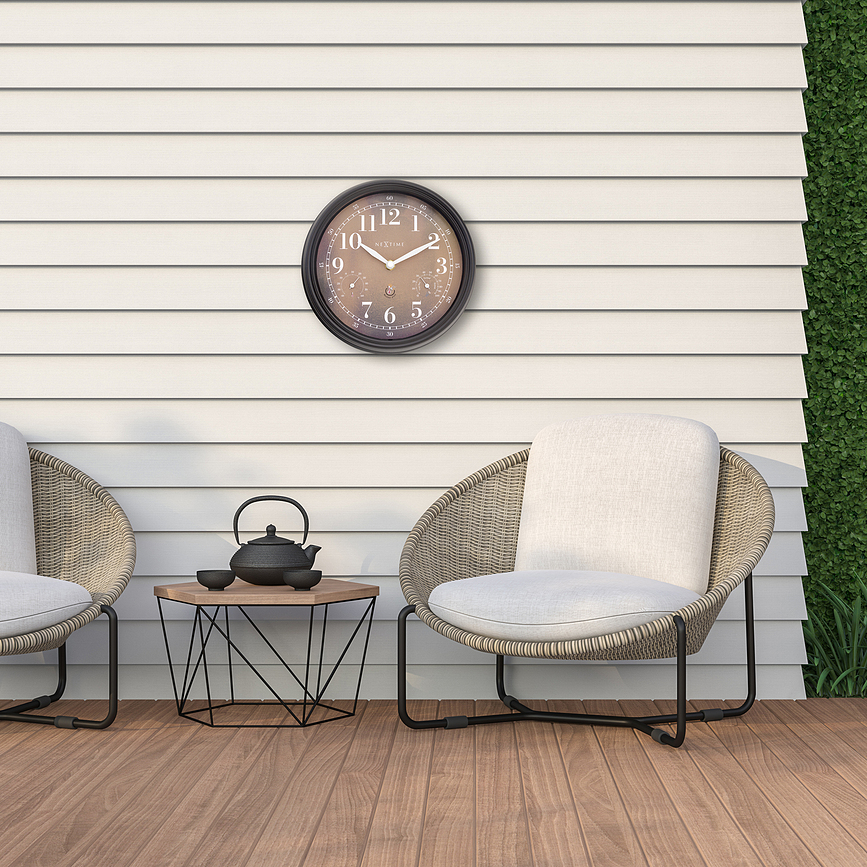 Reloj con termómetro e higrómetro Jasmine, negro y blanco