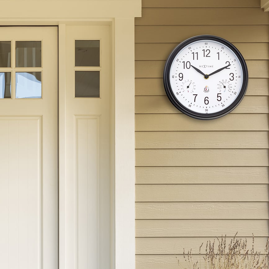 Reloj con termómetro e higrómetro Jasmine, negro y blanco
