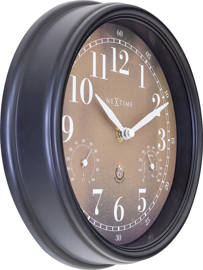 Reloj con termómetro e higrómetro Jasmine, negro y blanco