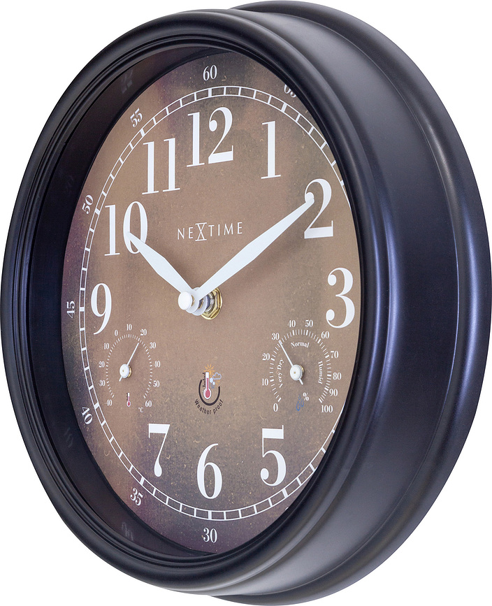 Reloj con termómetro e higrómetro Jasmine, negro y blanco