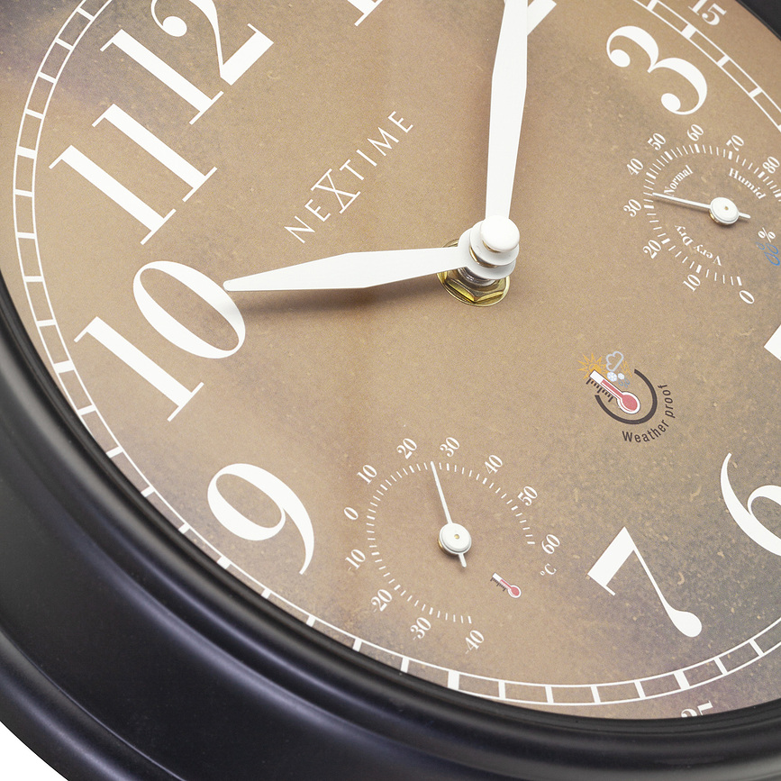 Reloj con termómetro e higrómetro Jasmine, negro y blanco