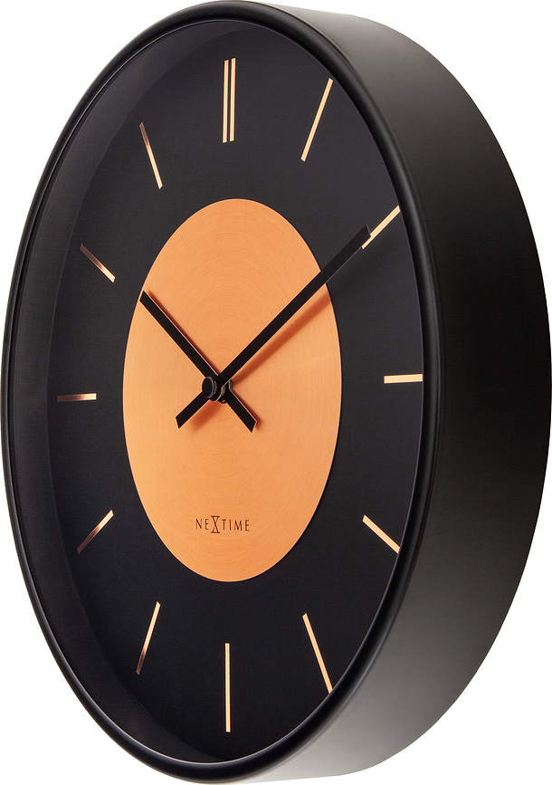 Retro II Horloge murale, noir et cuivre