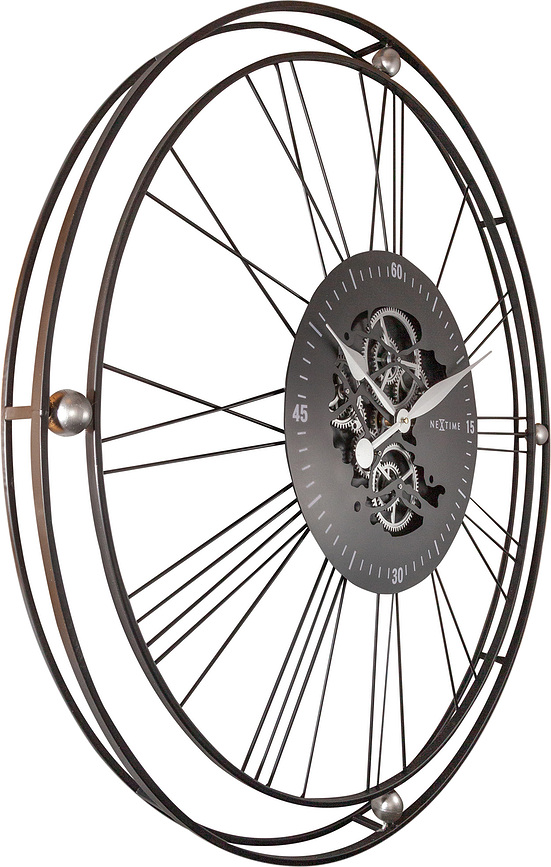 Roman Gear Clock Sat zidni 90,5 cm crno-srebrni