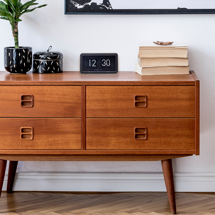 Small Flip Horloge à poser ou murale, noire