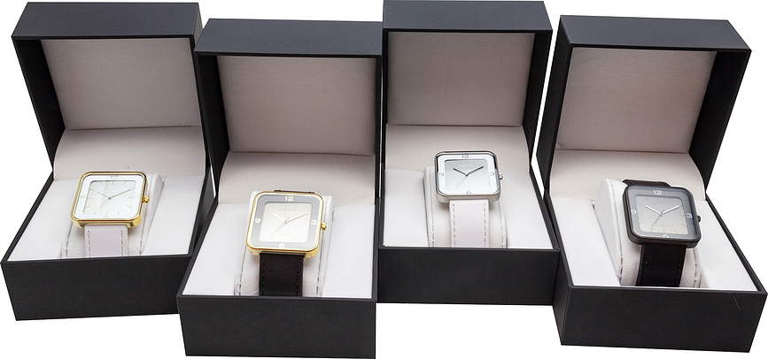 Square Wrist Montre, blanche, avec cadran argenté