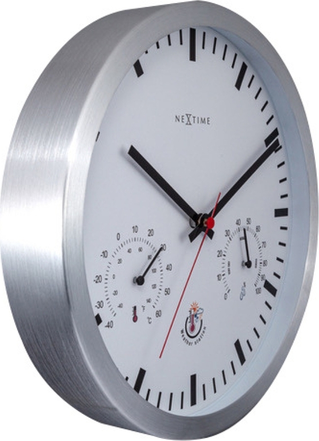 Weather Station Clock Ρολόι με θερμόμετρο και υγρόμετρο, μαύρο-ασημί