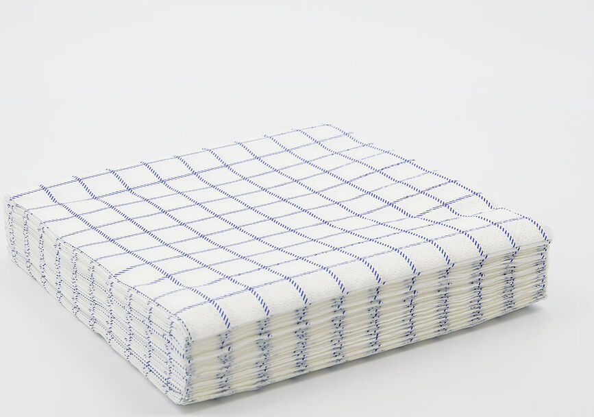 Check Serviettes en papier, bleues, Lot de 40