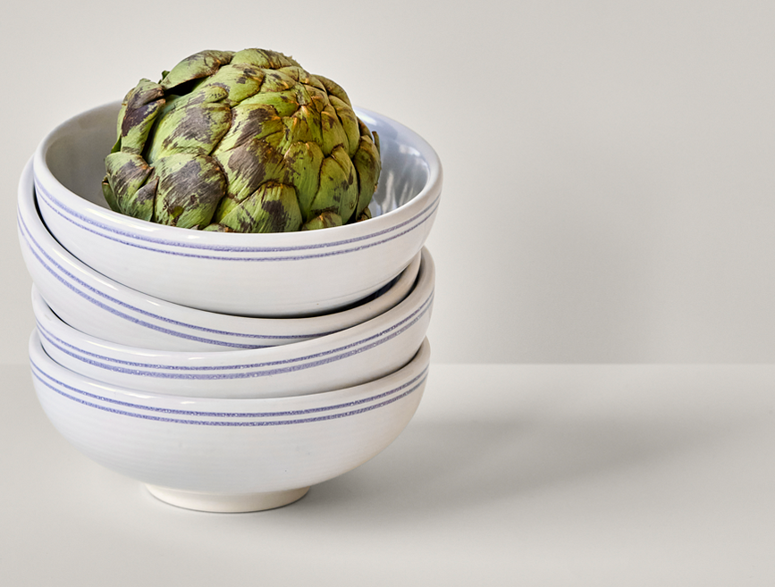 Cuencos NVBistro, blanco y azul, Pack de 2 unidades