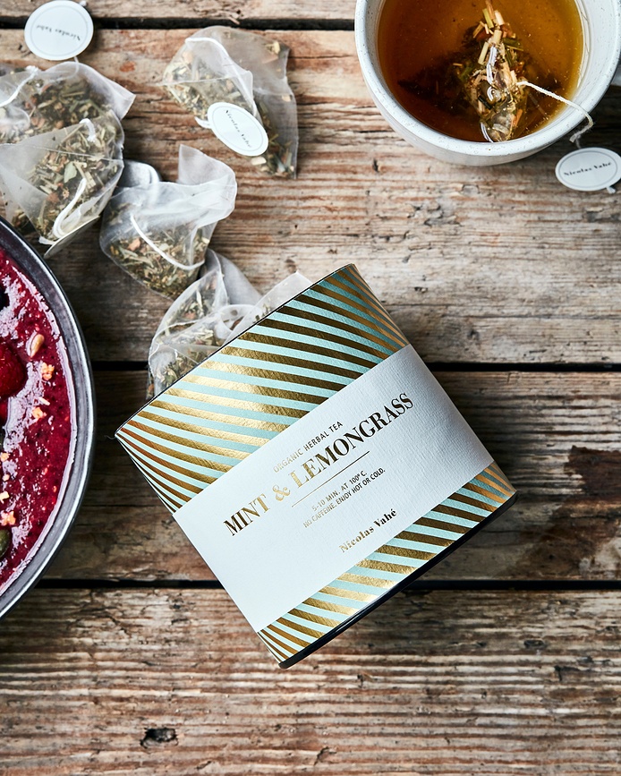 Infusión ecológica de menta y hierba limón, en bolsitas de muselina, 20 unidades