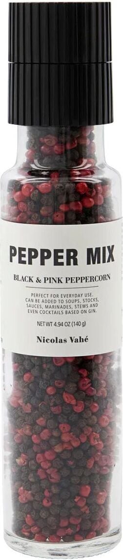 Nicolas Vahe Schwarzer und rosa Pfeffer in Flasche mit Mühle