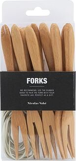 Nicolas Vahe Väikesed kahvlid bambus kummipaeltega 12 tk.
