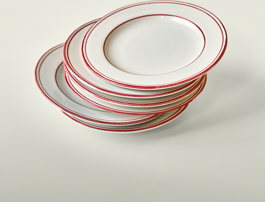 NVBistro Assiettes Plates 21 cm, blanches et bleues, Lot de 2