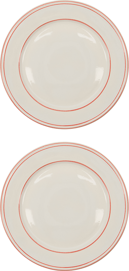 NVBistro Assiettes Plates 27 cm, blanches et rouges, Lot de 2