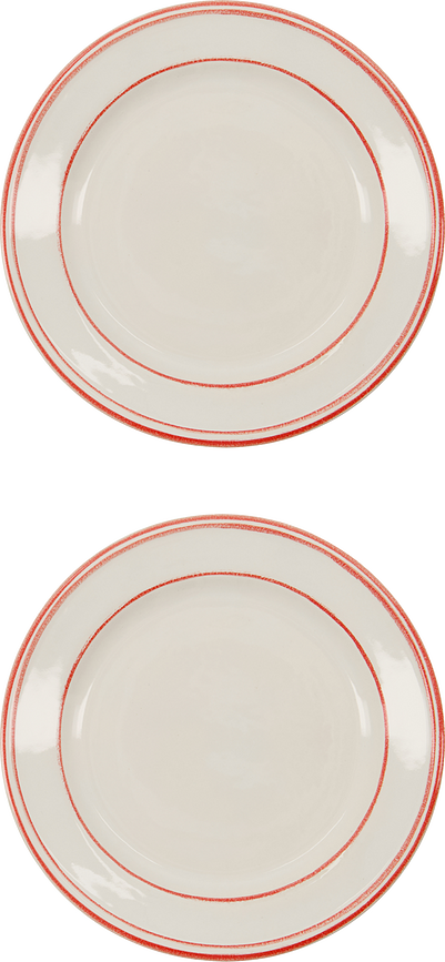 NVBistro Πιάτα Φαγητού, λευκό-κόκκινα, 21 cm, 2 τμχ