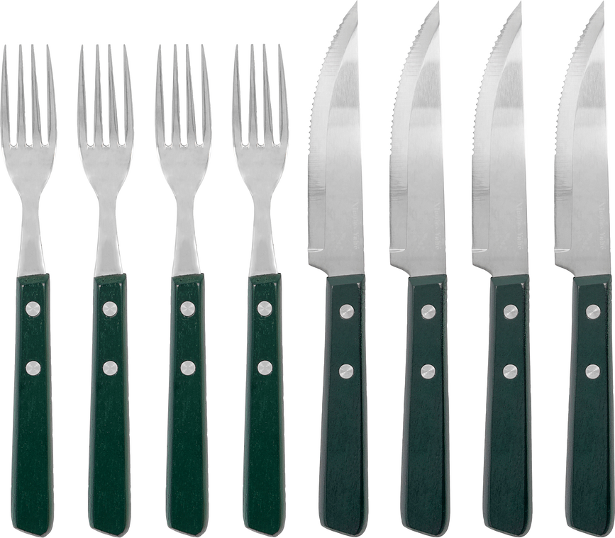 NVSteak Set de Couverts à steak, verts, Set 8 pièces