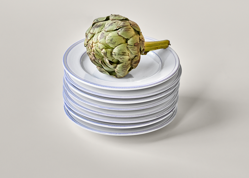 Platos NVBistro, 21 cm, blanco y azul, 2 unidades