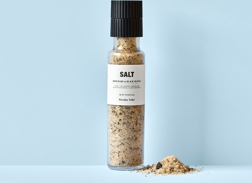 Sal marina con romero y aceitunas negras Nicolas Vahe, 310 g