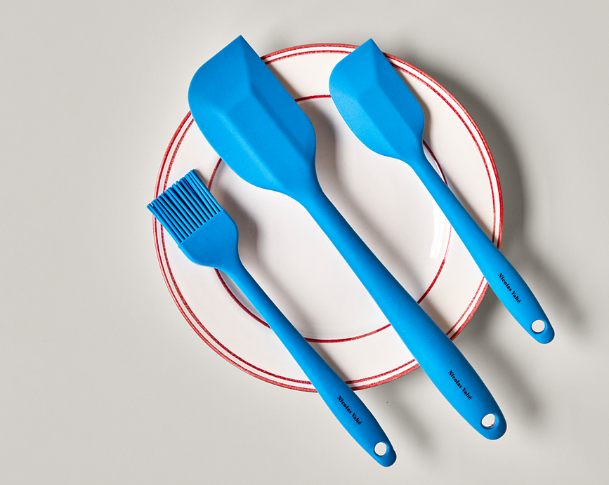 Set de Utensilios de Cocina de silicona NVBake, azules, 3 piezas