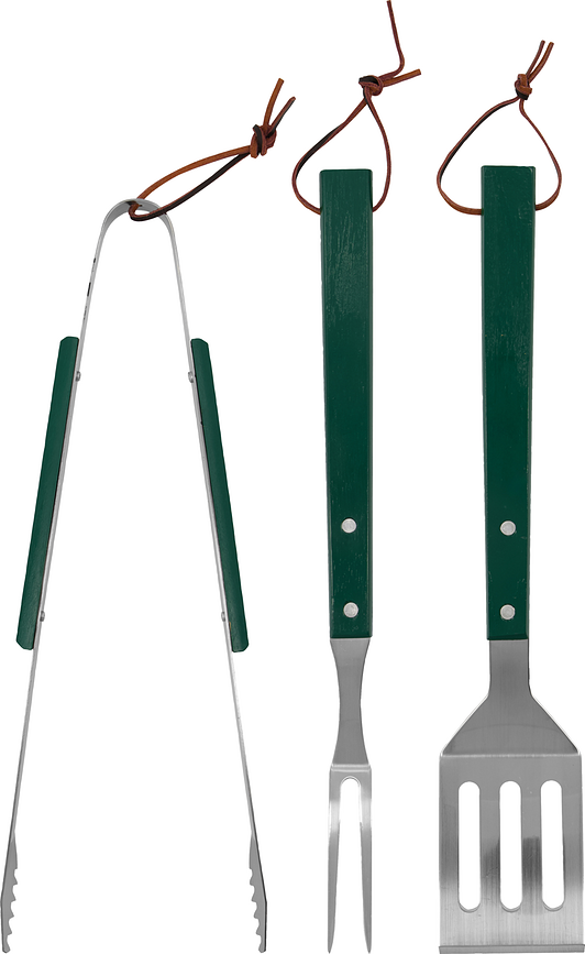Set de Utensilios para Barbacoa NVBBQ, verdes, 3 piezas