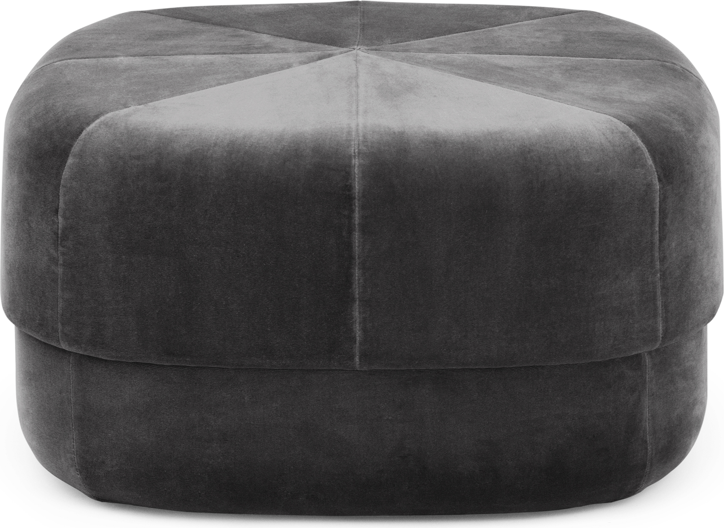Circus Pouf L grau aus Velours
