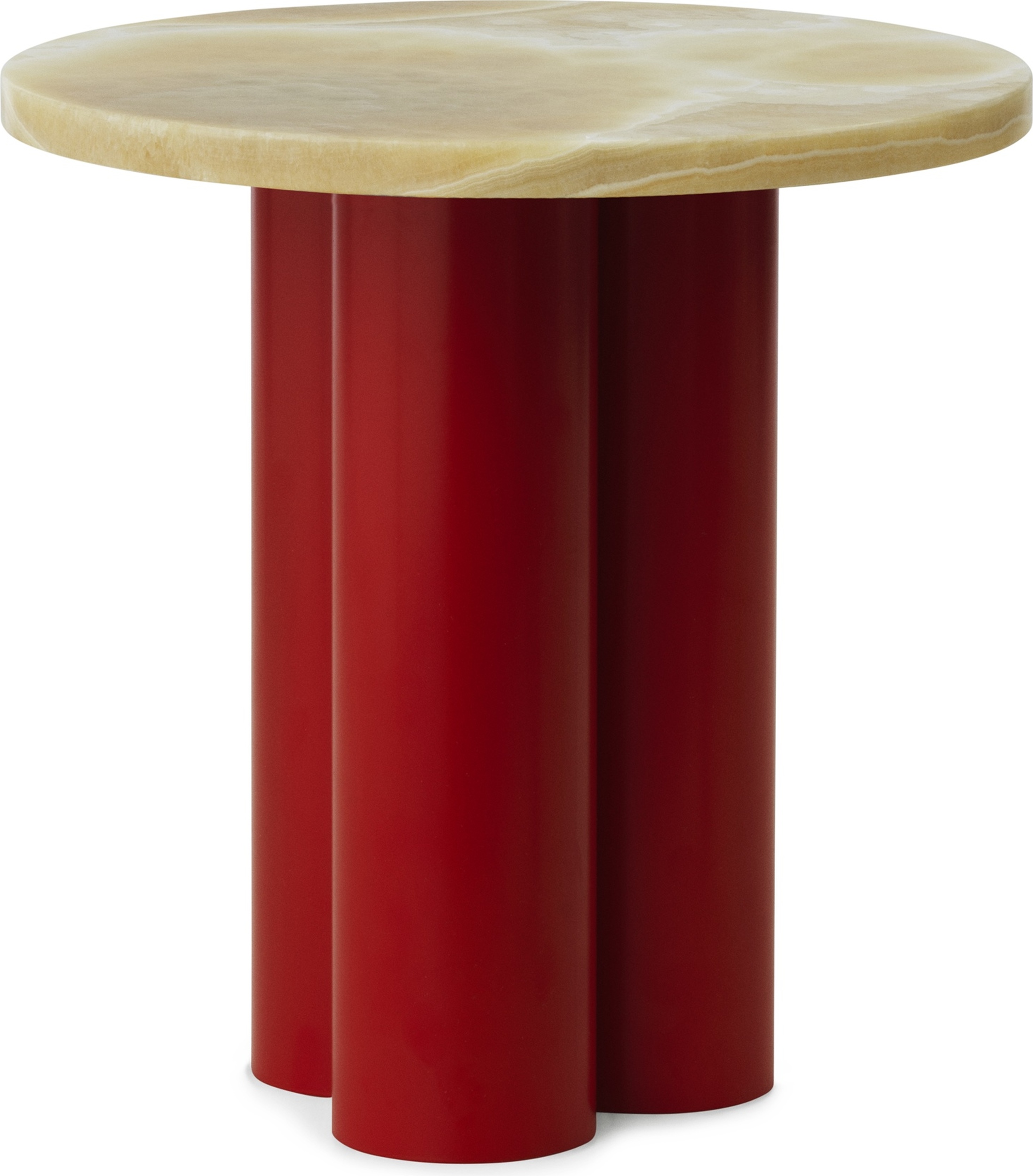 Dit Onyx Honey Tischchen auf roten Beinen