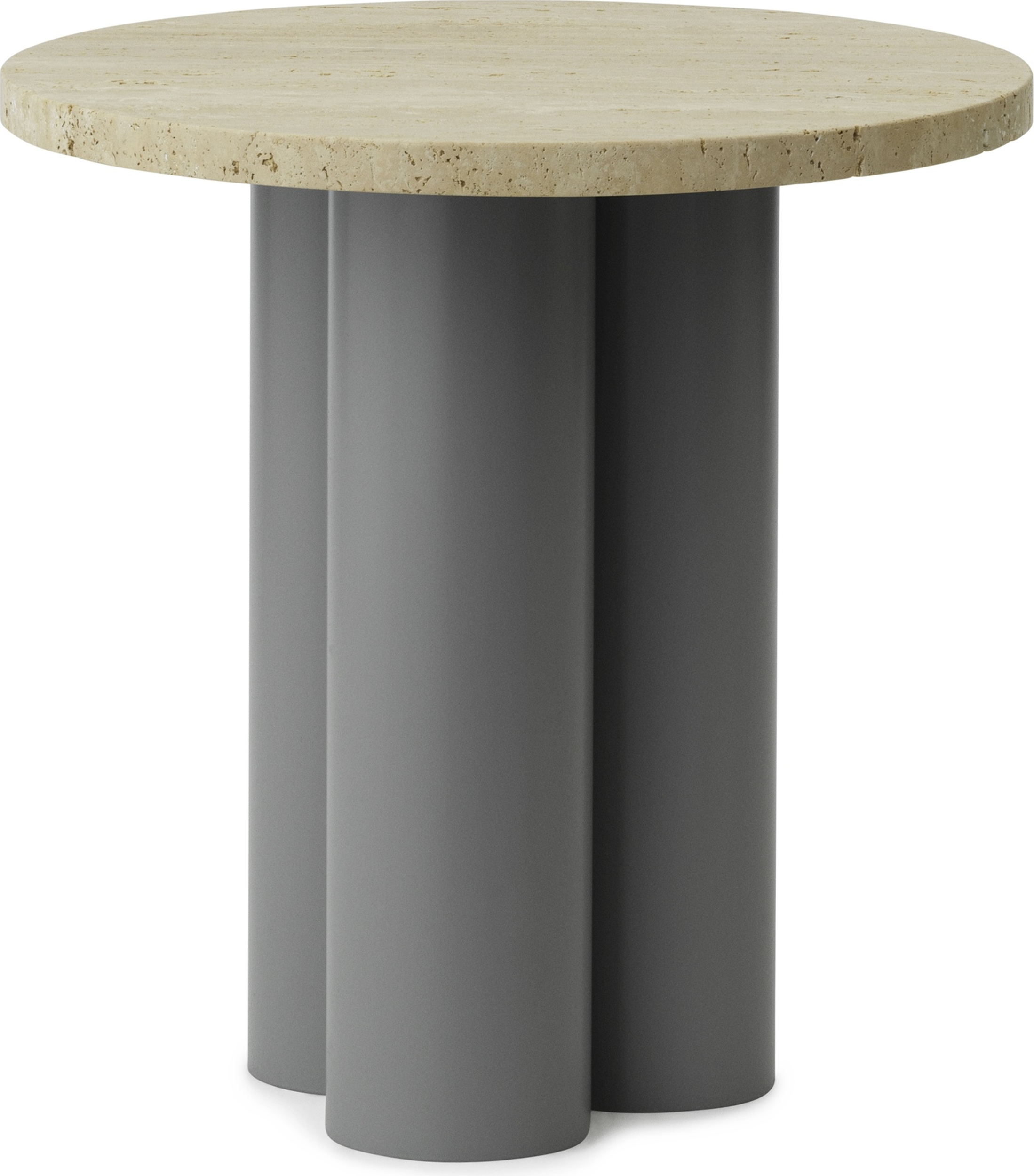 Dit Travertine Light Tischchen auf grauen Beinen
