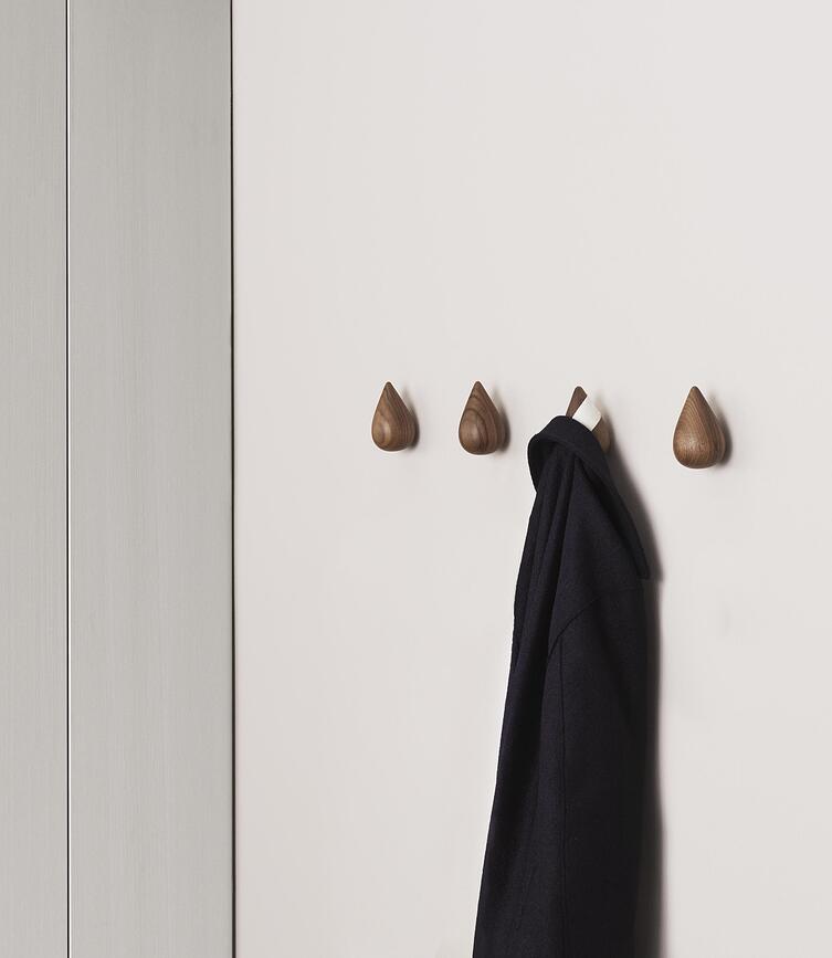 Dropit Walnut Patères petites, noyer, Lot de 2