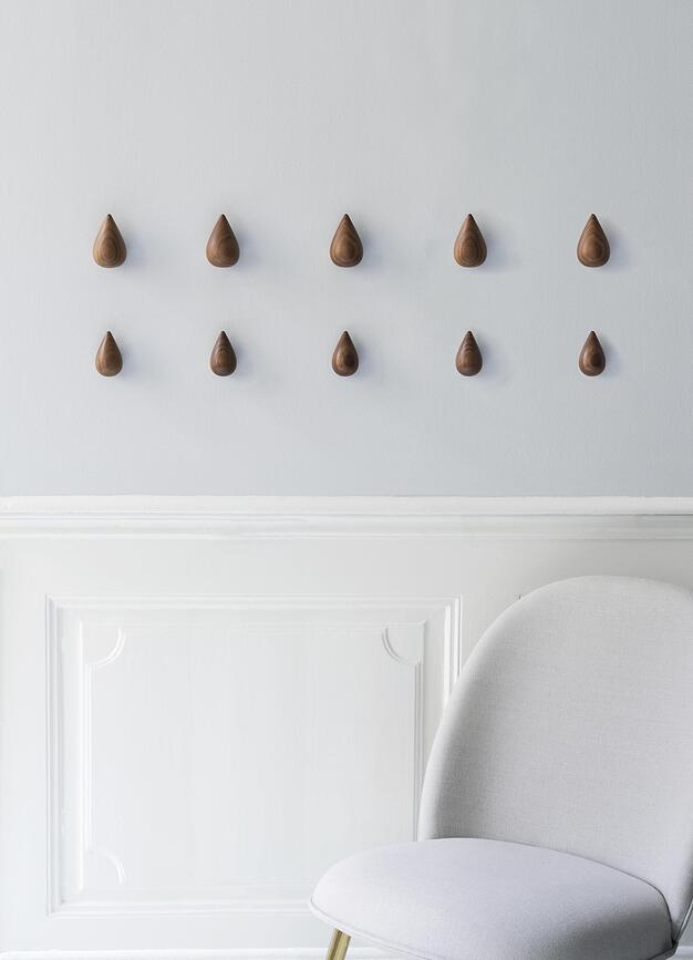 Dropit Walnut Patères petites, noyer, Lot de 2