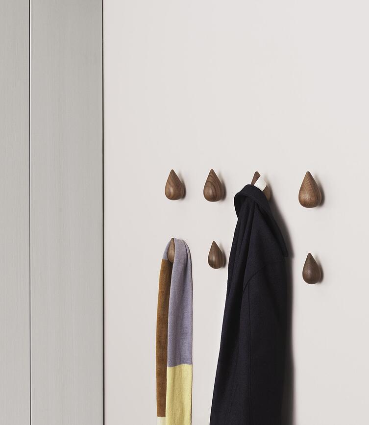 Dropit Walnut Patères petites, noyer, Lot de 2