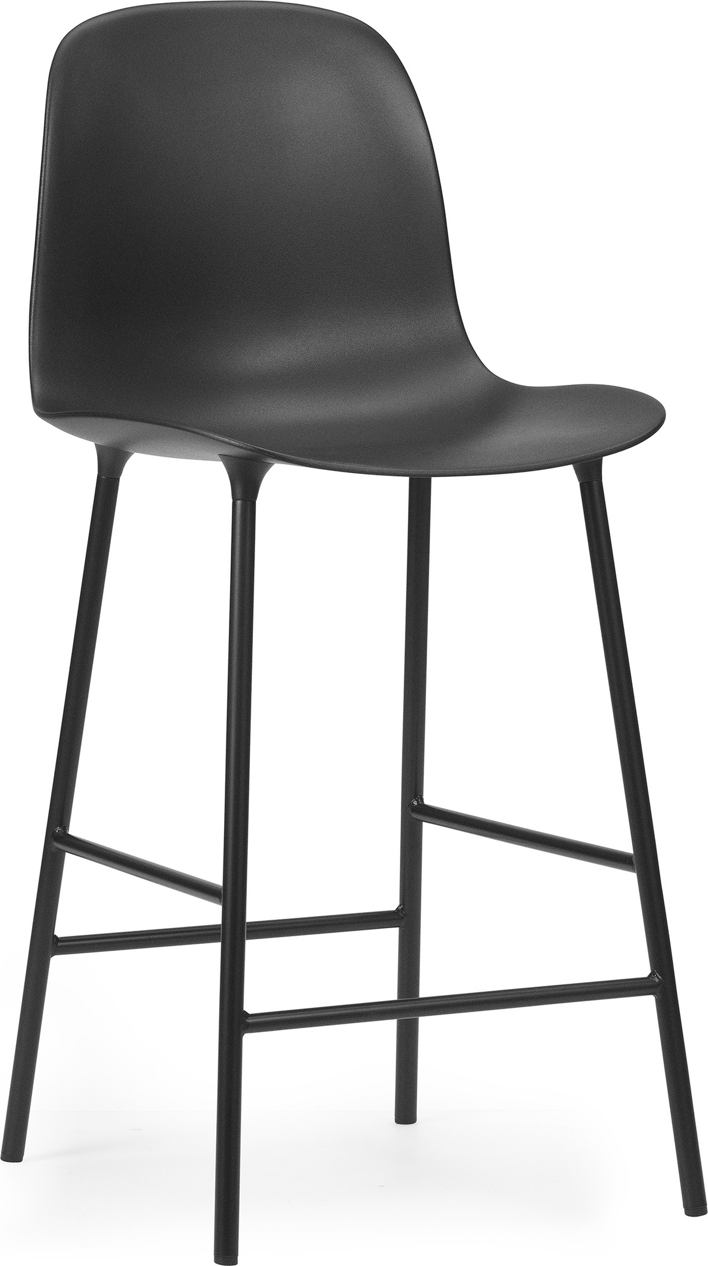 Form Barstuhl 65 cm schwarz auf Stahlbeinen