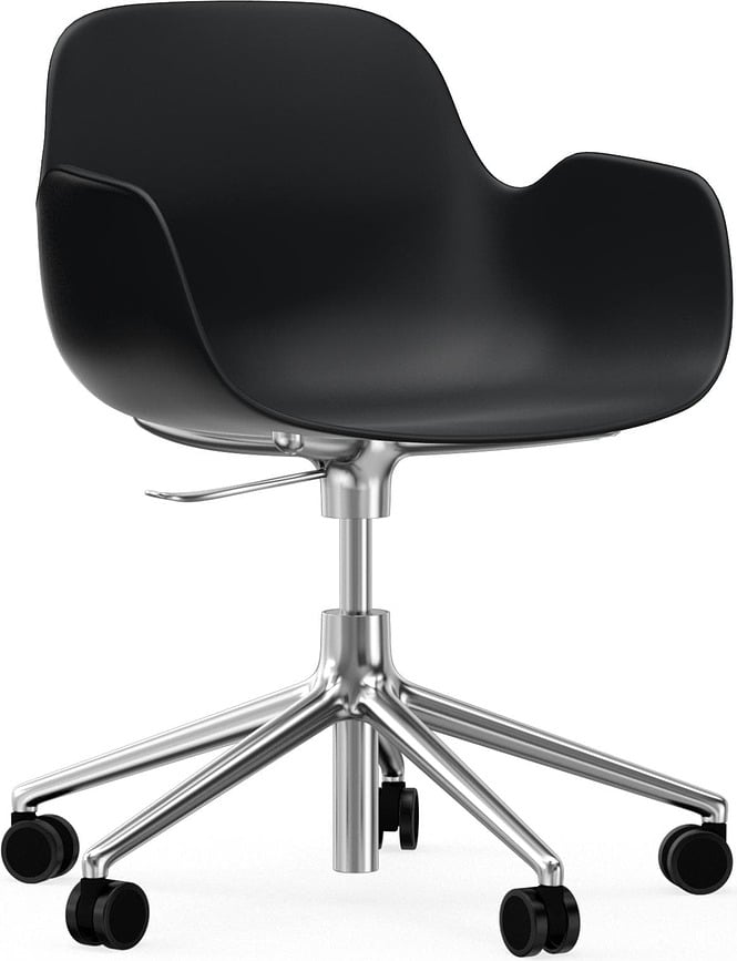 Fotel na kółkach Form Swivel 5W czarny na aluminiowych nogach