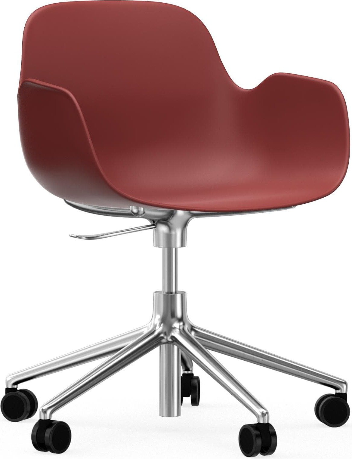 Fotel na kółkach Form Swivel 5W czerwony na aluminiowych nogach