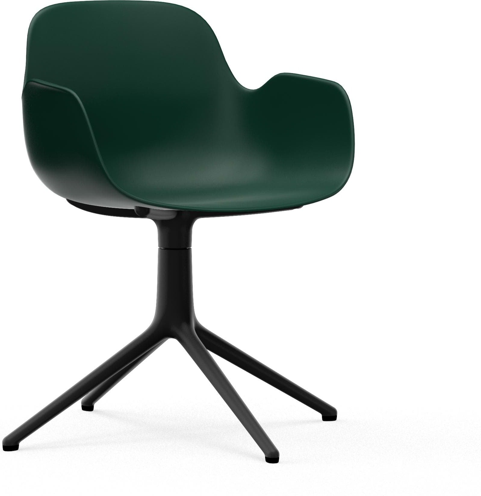 Fotel obrotowy Form Swivel 4L zielony na czarnych aluminiowych nogach