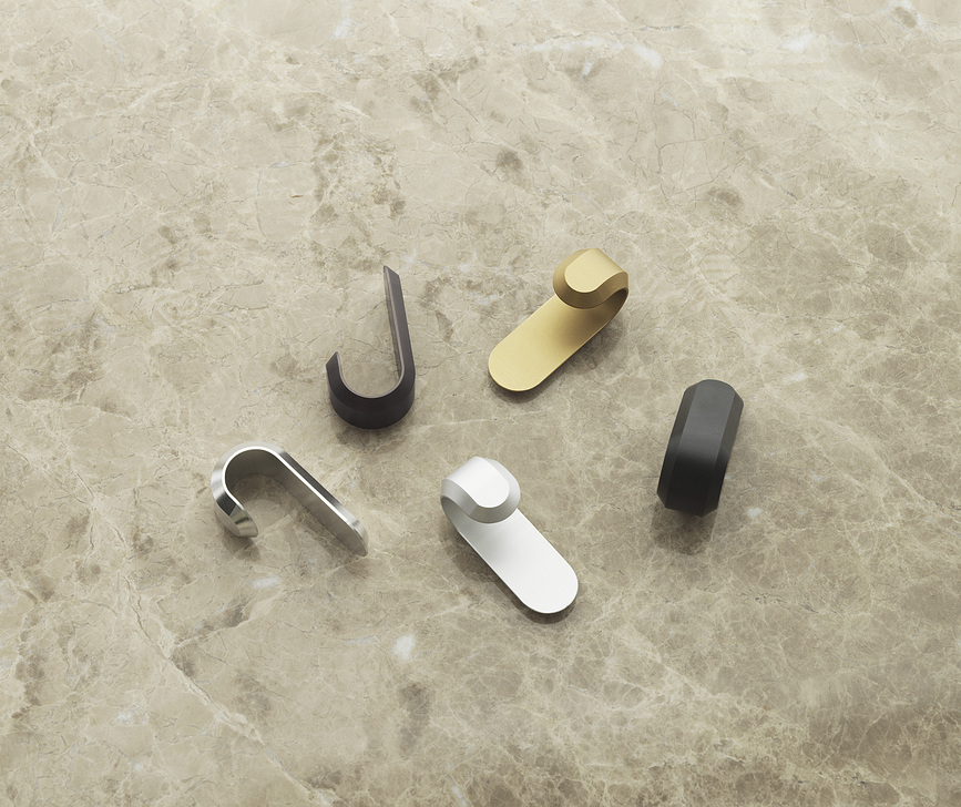 Ganchos de pared Curve Mini, acabado dorado mate, 2 unidades