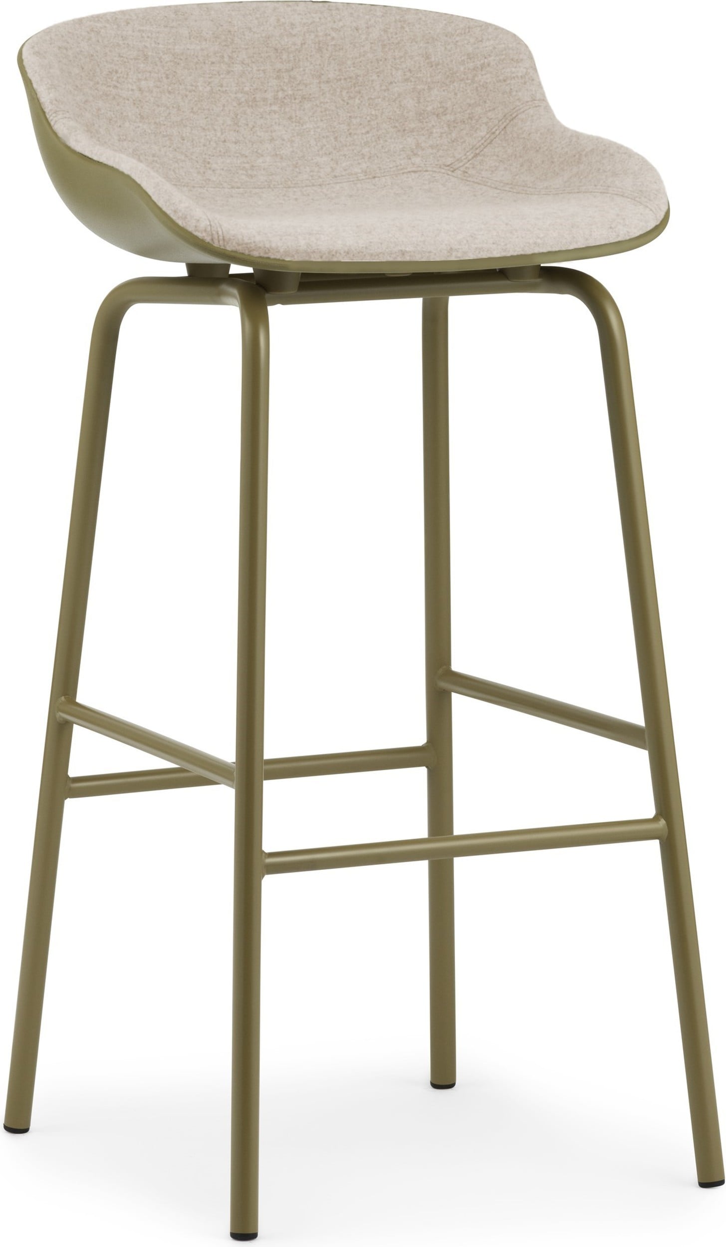 Hyg Barhocker 75 cm olivenfarben mit grau gepolsterter Sitzvorderseite
