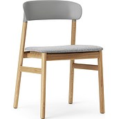 Krzesło Herit jasny dąb siedzisko tapicerowane szare