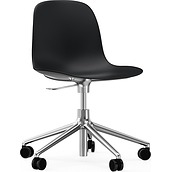 Krzesło na kółkach Form Swivel 5W czarne na aluminiowych nogach