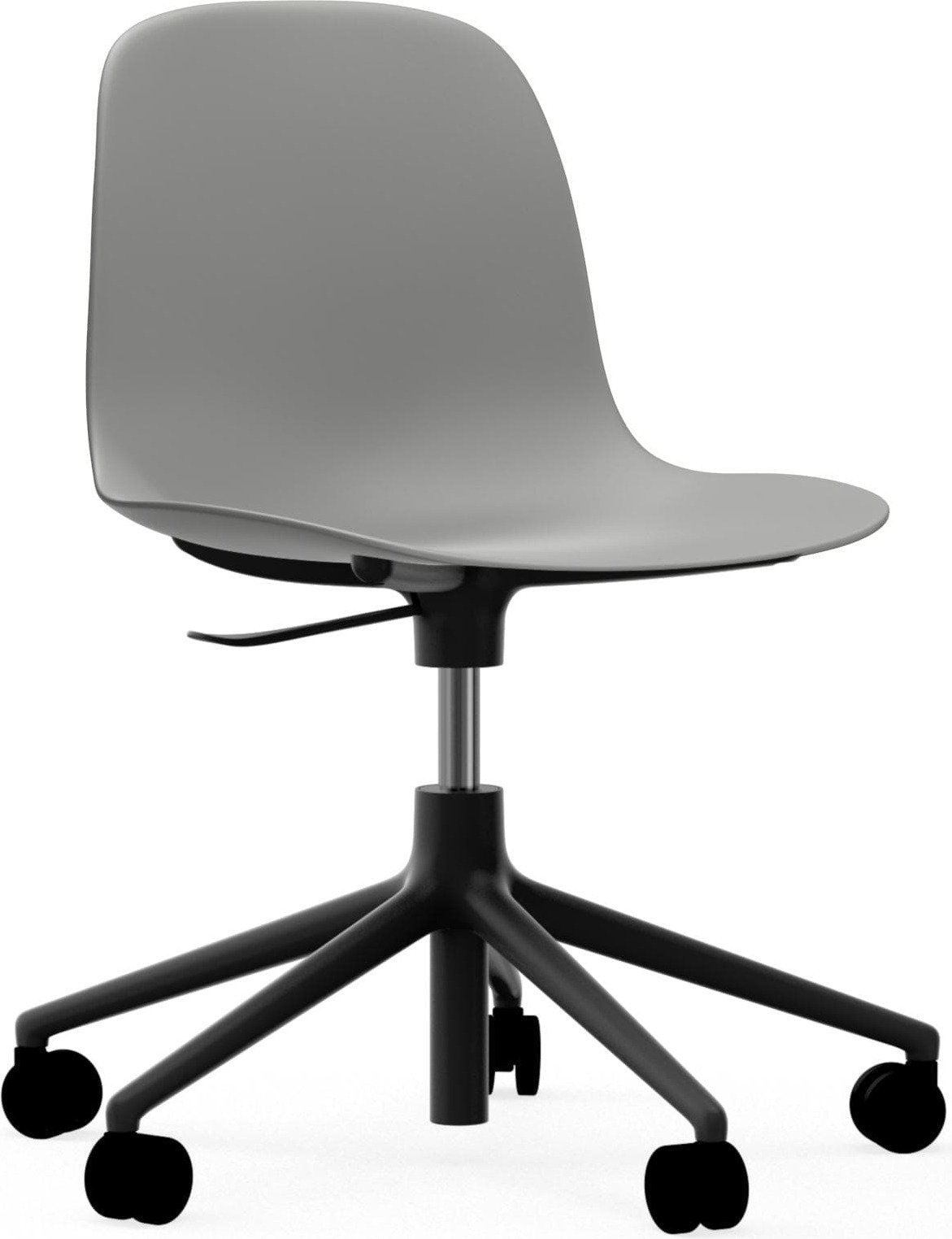 Krzesło na kółkach Form Swivel 5W szare na czarnych aluminiowych nogach