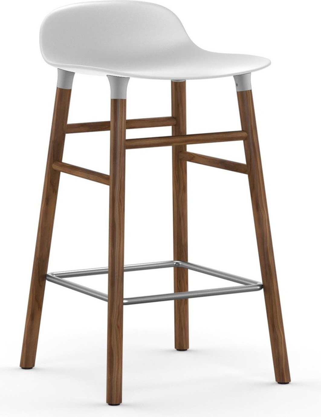 Stołek barowy Form 65 cm biały drewno orzechowe