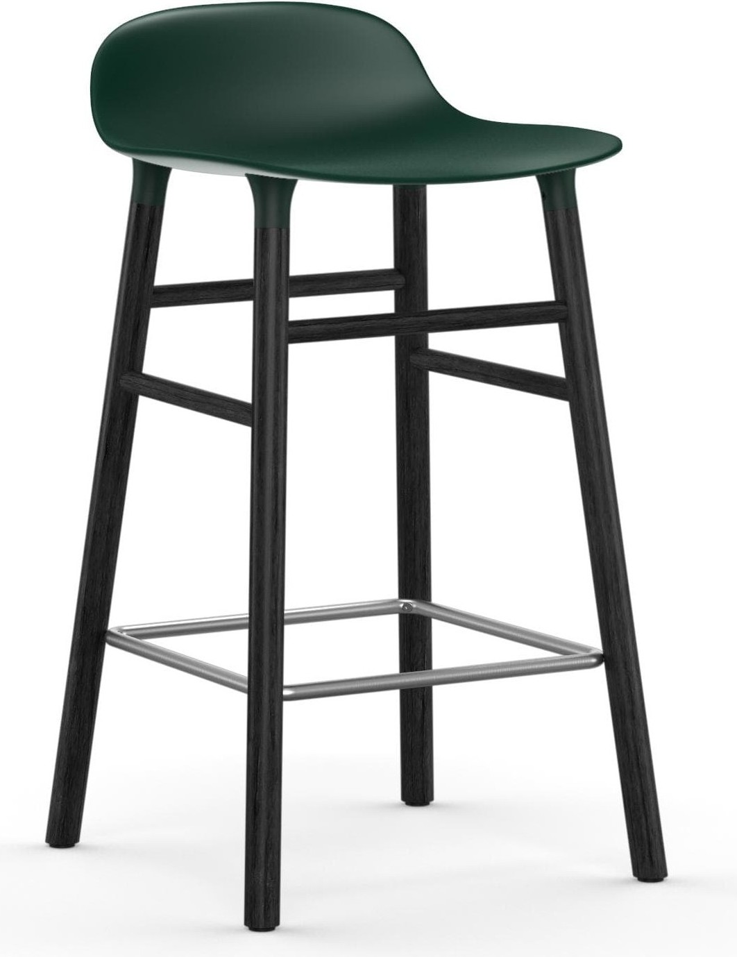 Stołek barowy Form 65 cm zielony czarne drewno dębowe