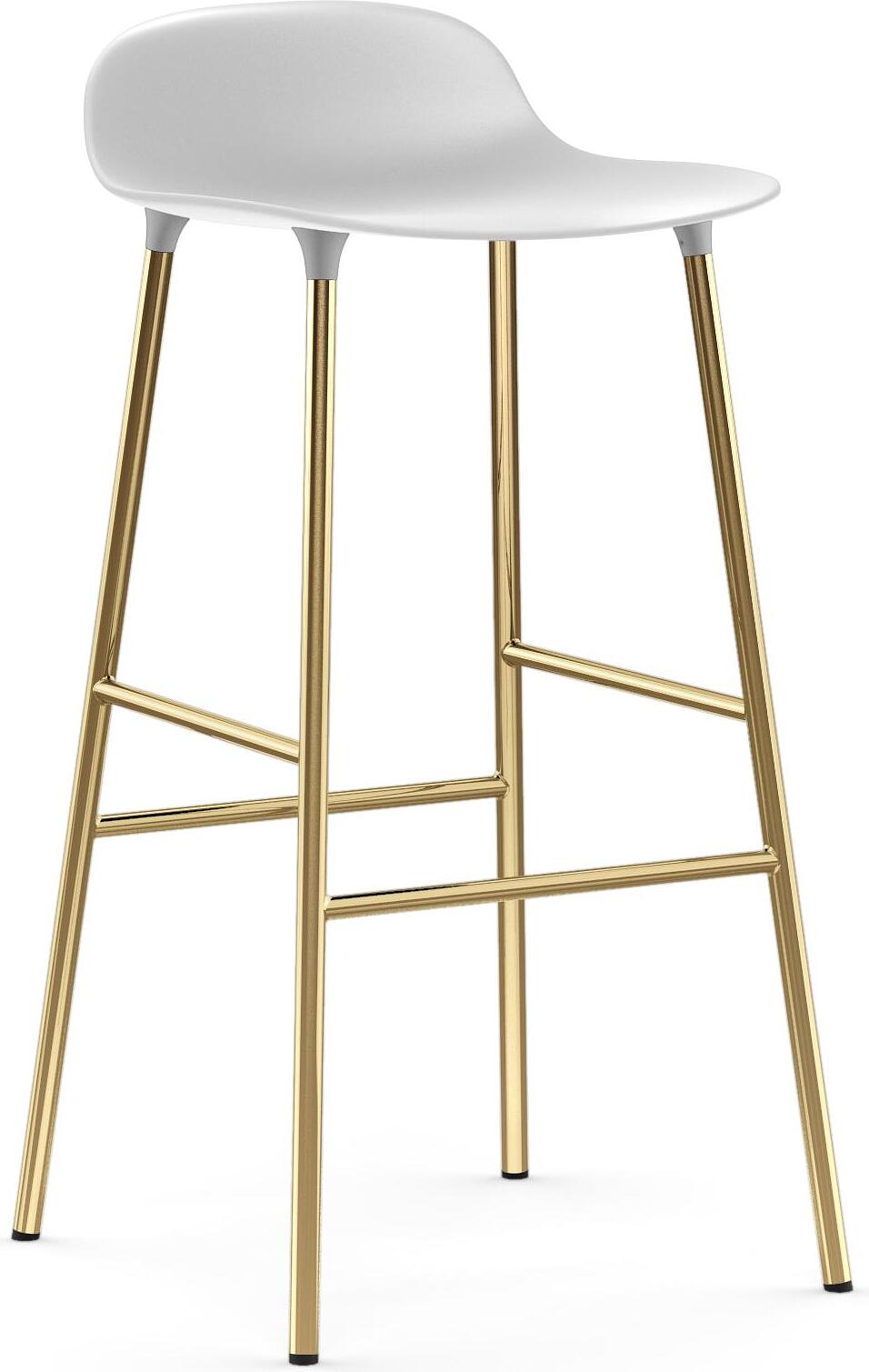 Stołek barowy Form 75 cm biały na mosiężnych nogach