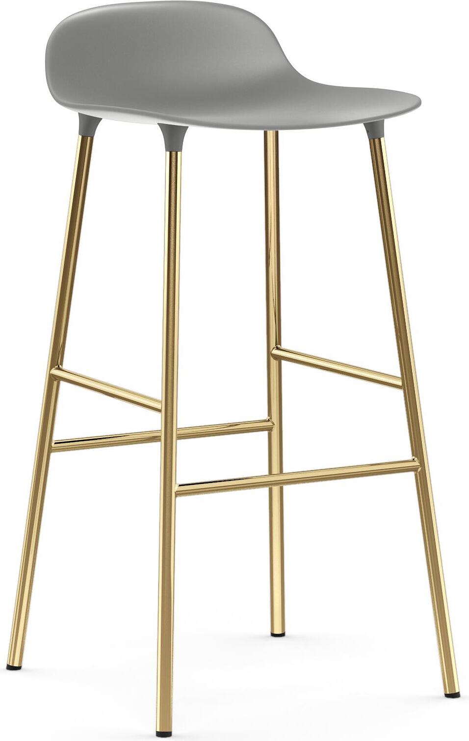 Stołek barowy Form 75 cm szary na mosiężnych nogach