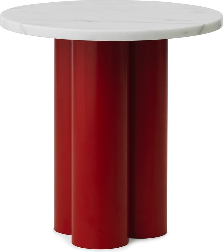 Stolik Dit Carrara White na czerwonych nogach